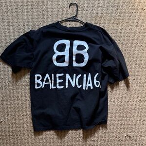 Balenciaga Black Tee with White Logo
